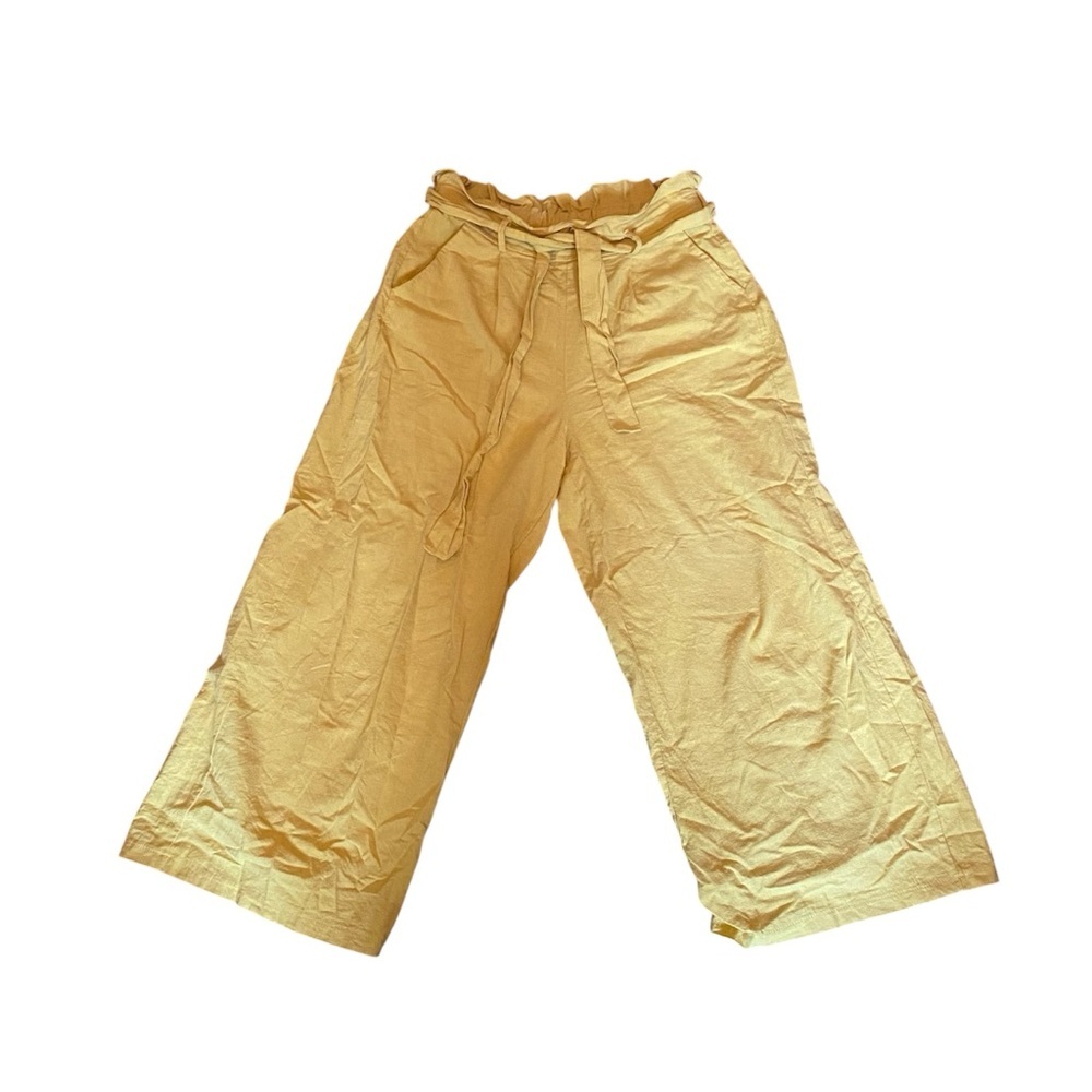 Women’s Yellow Cotton Wide-Leg Highwaters Pants